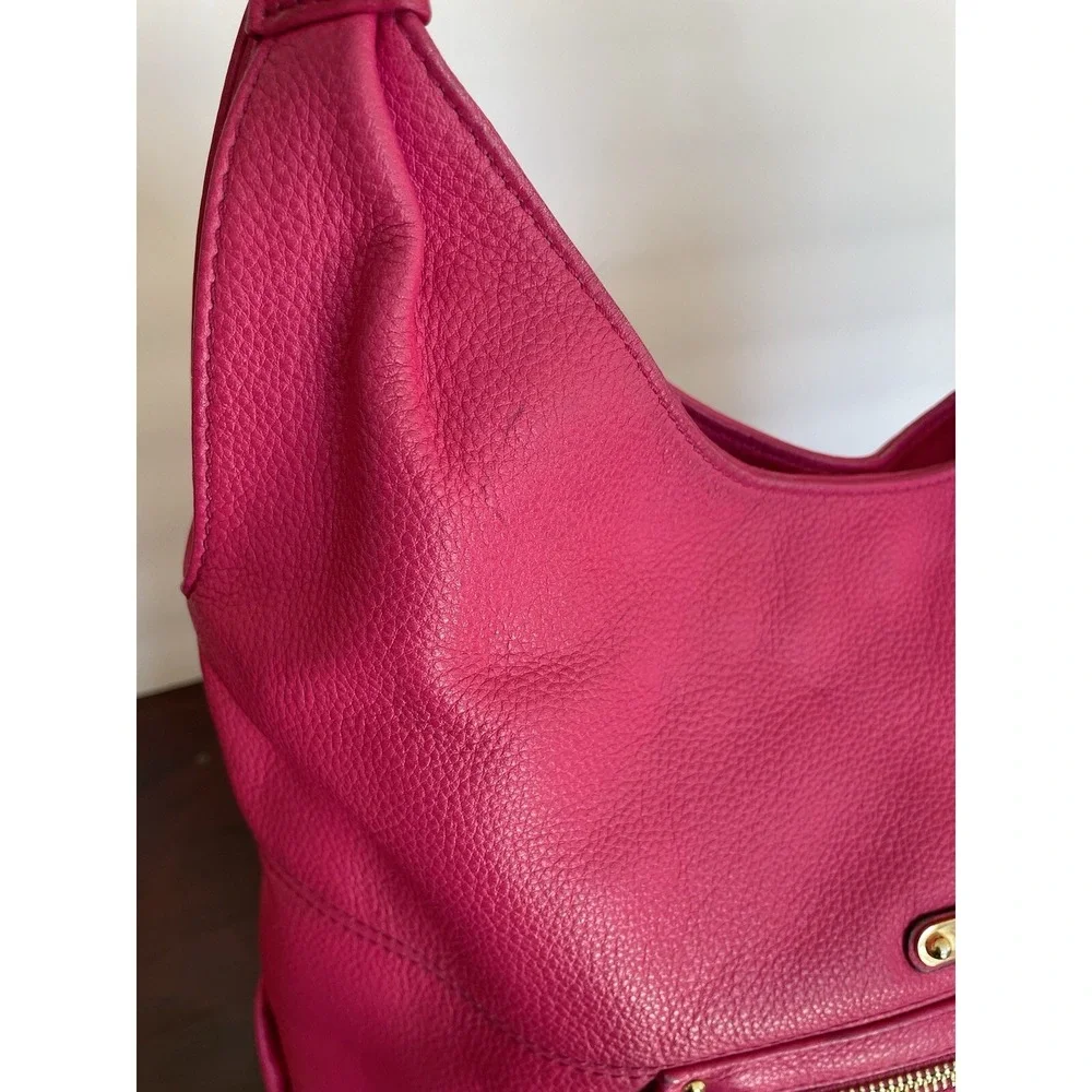 Michael Kors Austin Hot Pink Pebbled Leather Large Shoulder Bag Hobo MSRP$348
